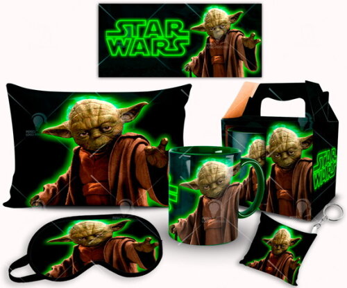 Caneca E Almofada + Kit Personalizado Mestre Yoda Star Wars