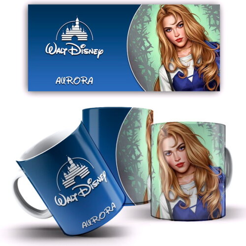 Caneca E Almofada Disney Princesa Moderna Aurora + Caixa