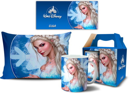 Caneca E Almofada Disney Princesa Frozen Elsa + Caixa