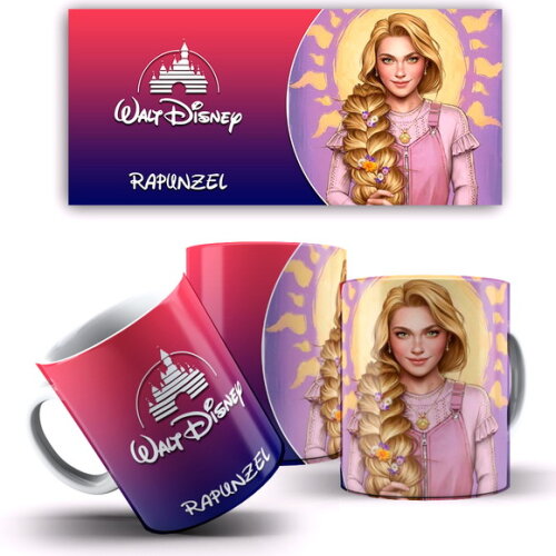 Caneca E Almofada Disney Princesa Moderna Rapunzel + Caixa