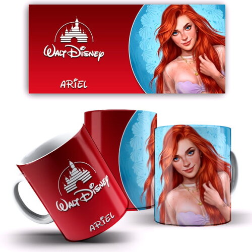 Caneca E Almofada Disney Princesa Sereia Ariel + Caixa