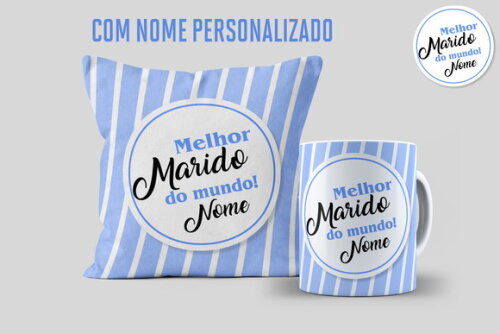 Caneca e Almofada Melhor Marido do Mundo com Nome