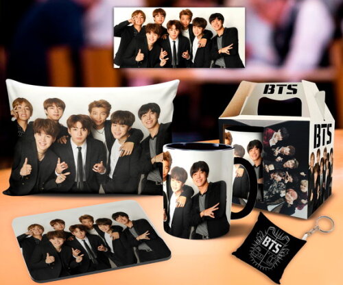 Caneca E Almofada Personalizada Banda Bts Kpop + Caixinha
