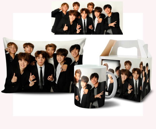 Caneca E Almofada Personalizada Bts Kpop + Caixinha