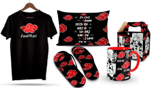 Caneca e Camiseta + Kit Akatsuki Naruto - Mod 001
