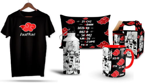 Caneca e Camiseta + Kit Akatsuki Naruto - Mod 003