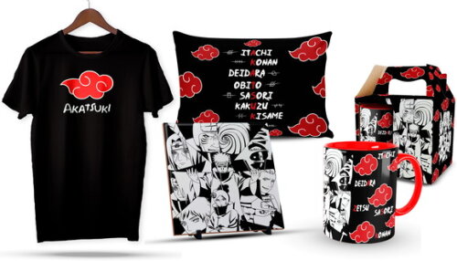 Caneca e Camiseta + Kit Akatsuki Naruto - Mod 002