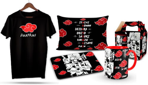 Caneca e Camiseta + Kit Akatsuki Naruto - Mod 004