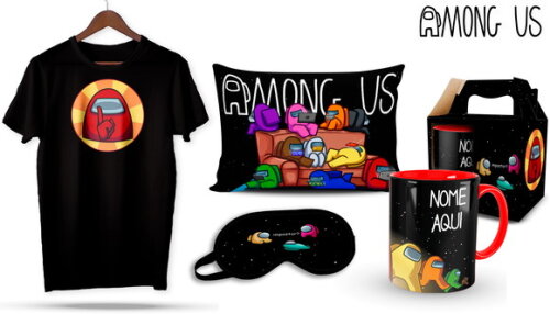 Caneca e Camiseta + Kit Among Us - Mod 004