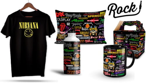 Caneca e Camiseta + Kit Bandas de Rock Nirvana -Md 03