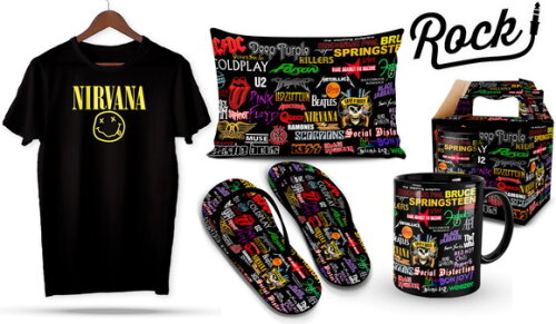 Caneca e Camiseta + Kit Bandas de Rock Nirvana -Md 05