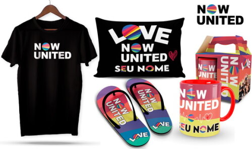 Caneca e Camiseta + Kit Now United com Nome - Mod 001
