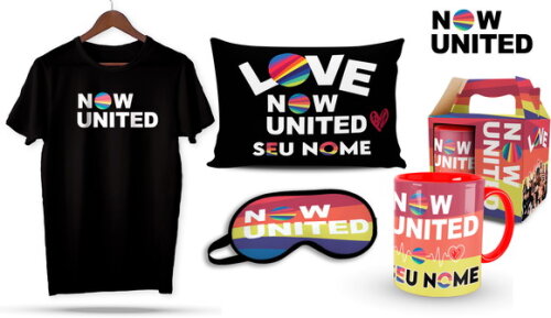 Caneca e Camiseta + Kit Now United com Nome - Mod 003