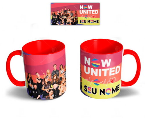 Caneca e Camiseta + Kit Now United com Nome - Mod 003