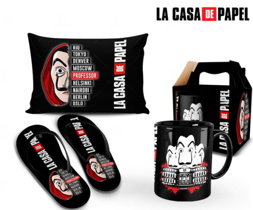 Caneca e Chinelo + Kit Série La Casa de Papel - Mod 001