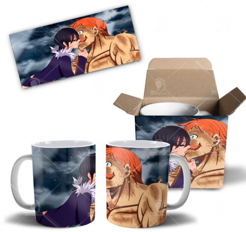 Caneca Escanor E Merlin Nanatsu No Taizai + Caixinha