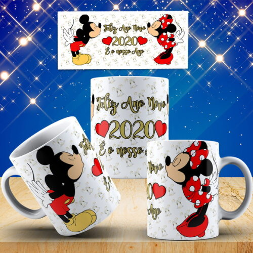 Caneca Feliz Ano Novo Reveillon Amor Minnie E Mickey 2020