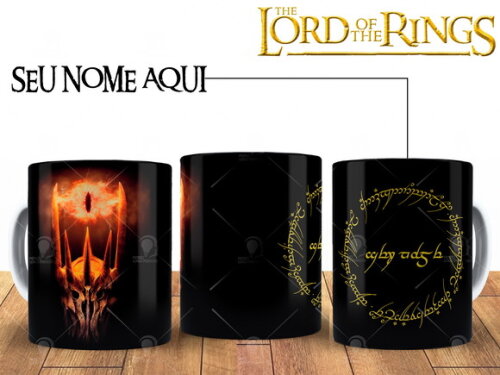 Caneca FIlme Senhor Dos Anéis Sauron com Seu Nome