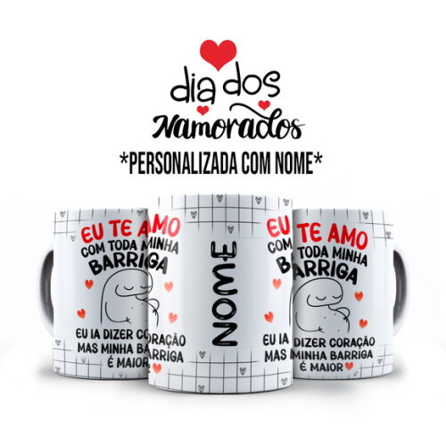 Caneca Flork Namorados Barriguinha com Nome Personalizado