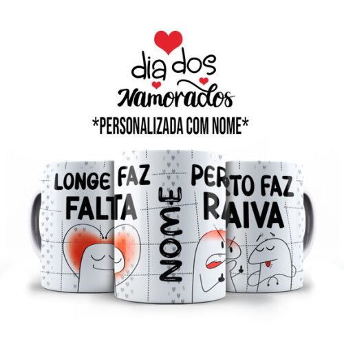 Caneca Flork Namorados Longe Faz Falta com Nome