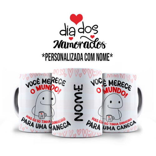 Caneca Flork Namorados Você Merece com Nome Personalizado