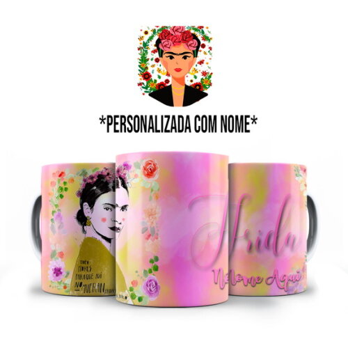 Caneca Frida Kahlo Retrato com Nome Personalizada