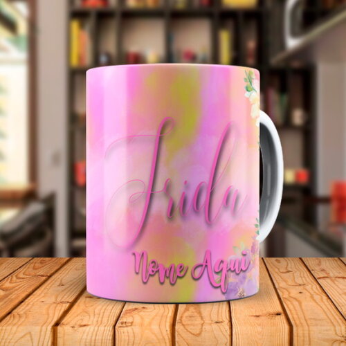 Caneca Frida Kahlo Retrato com Nome Personalizada