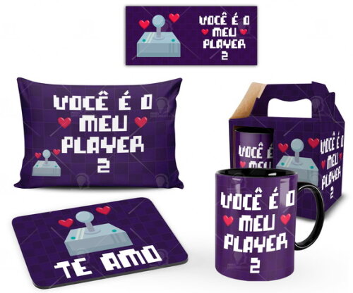 Caneca Game + Kit Presente de Namoro Casal Noivos - Mod 003