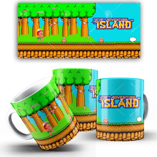 Caneca Game hudson's adventure island + Caixinha presente