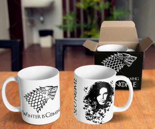 Caneca Game of Thrones Jon Snow Stark Com Nome