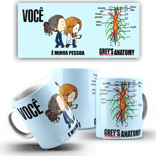 Caneca Greys Anatomy série + Caixinha Mod 002