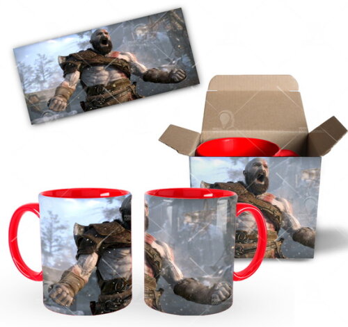 Caneca Jogo God Of War Kratos + Caixinha - Mod 004