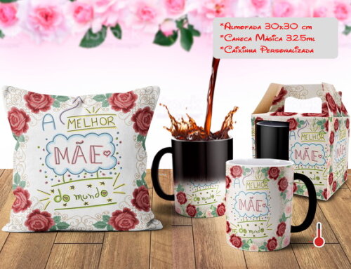 Caneca Mágica + Almofada A Melhor Mãe do Mundo