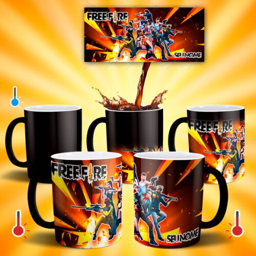 Caneca Mágica + Almofada Free Fire com Nome
