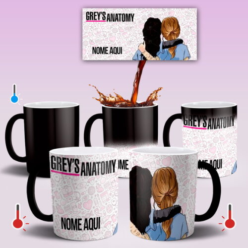 Caneca Mágica + Almofada Greys Anatomy com Nome