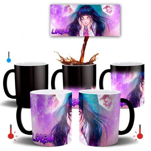 Caneca Mágica + Almofada Hinata Hyuga com Nome