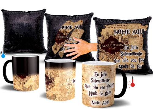 Caneca Mágica + Almofada Mágica Harry Potter com Nome