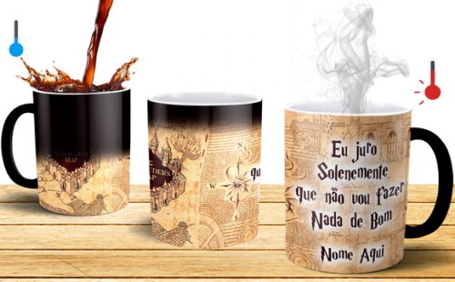 Caneca Mágica + Almofada Mágica Harry Potter com Nome