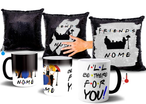 Caneca Mágica + Almofada Mágica Série Friends com Nome