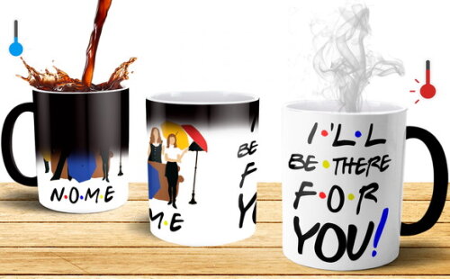 Caneca Mágica + Almofada Mágica Série Friends com Nome