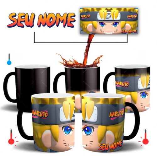 Caneca Mágica + Almofada Naruto com Nome
