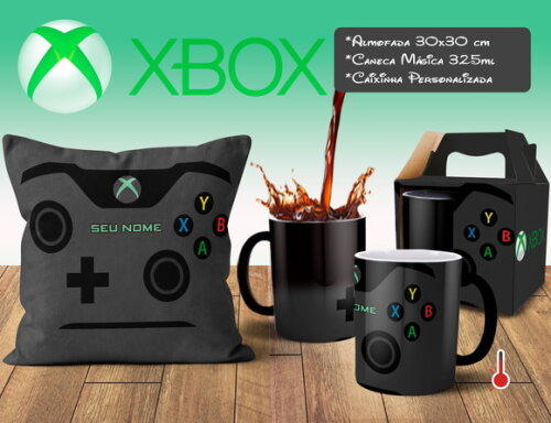 Caneca Mágica + Almofada XBox Game com Nome