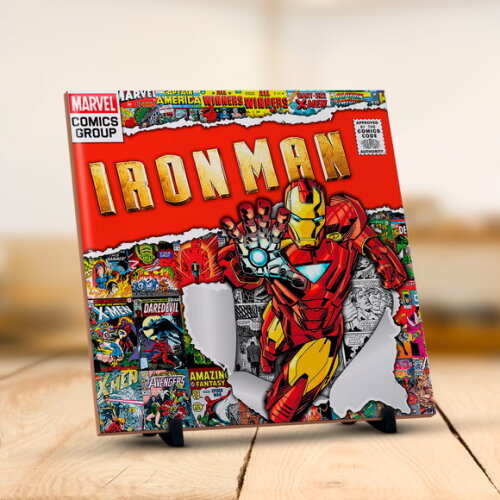 Caneca Mágica + Azulejo Personalizado Homem de Ferro Marvel