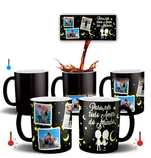 Caneca Mágica + Azulejo Personalizado Namorados