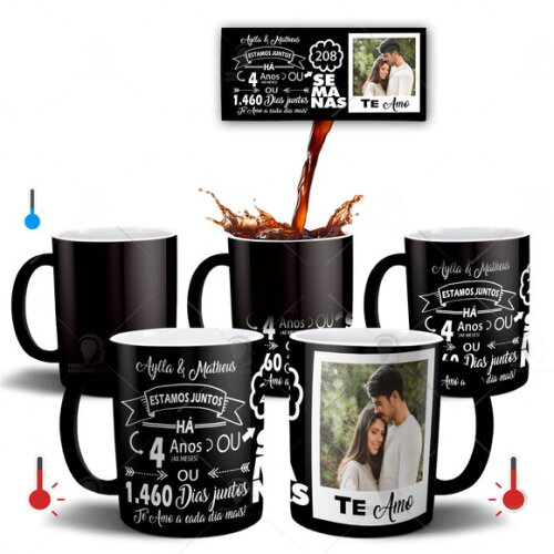 Caneca Mágica + Azulejo Presente de Namorados Noivos Casal