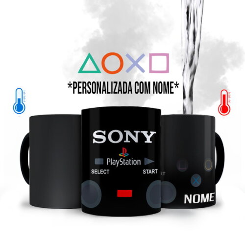 Caneca Mágica + Kit Camiseta Playstation Sony com Nome