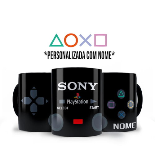Caneca Mágica + Kit Camiseta Playstation Sony com Nome