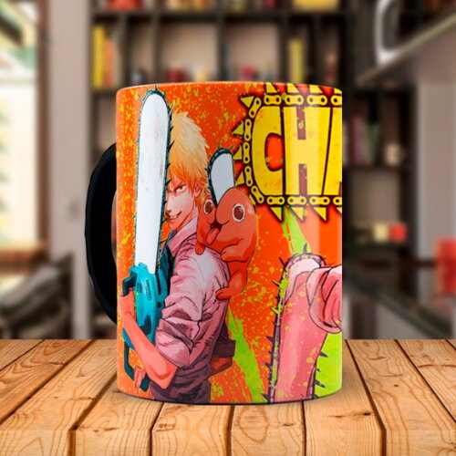 Caneca Mágica + Kit Chainsaw Man Personalizado com Nome