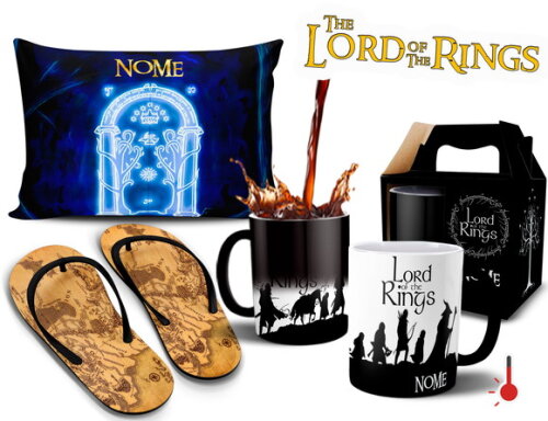 Caneca Mágica + Kit Chinelo Senhor dos Anéis com Nome