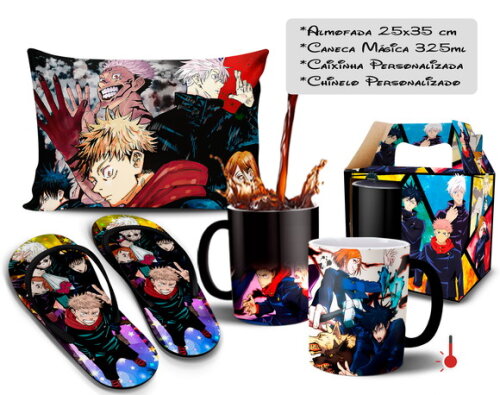 Caneca Mágica + Kit com Chinelo Jujutsu kaisen com nome